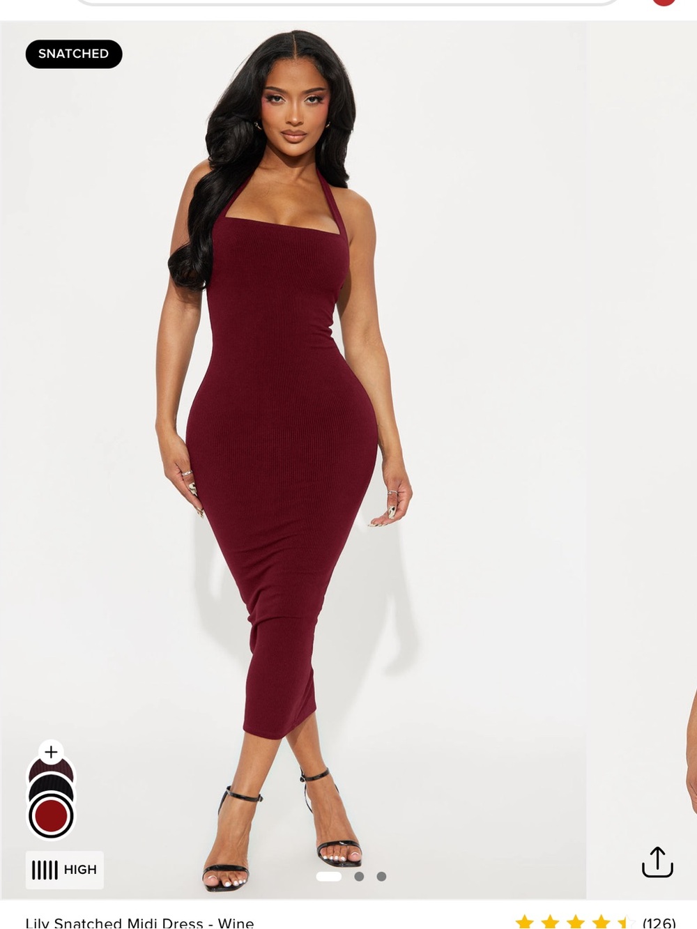 Fashion Nova Lily Snatched Halter Midi Dress - Wine BNWT xxs